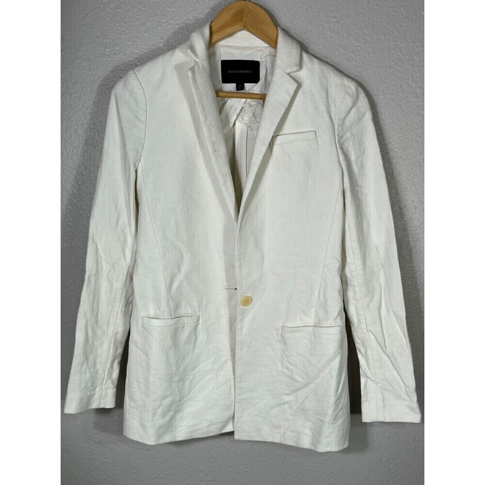 Banana Republic white blazer size 0 jacket  for work Career‎ Mid Length N70